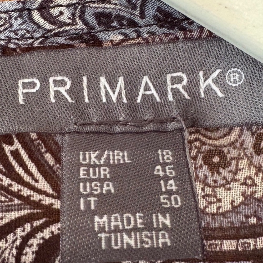 Primark Womens Cropped‎ Sheer Paisley Blouse 14 Cinched Waist Boho Festival Chic - Picture 5 of 9